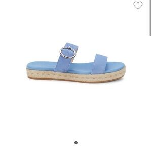 NEW Stuart Weitzman Mykonos Two Strap Suede Blue Sandals